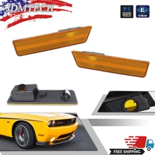 Amber Lens Front Bumper Side Marker Lights Housings For Dodge Challenger 2008-14