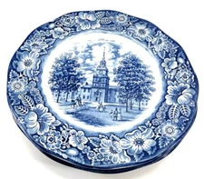 2 x Staffordshire Liberty Blue  Large Plate Independence Hall England