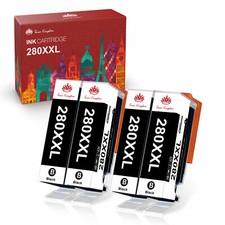 4x Black Ink Cartridges chip for Canon PGI-280 XXL PIXMA TS8120 TR8520 TR8620