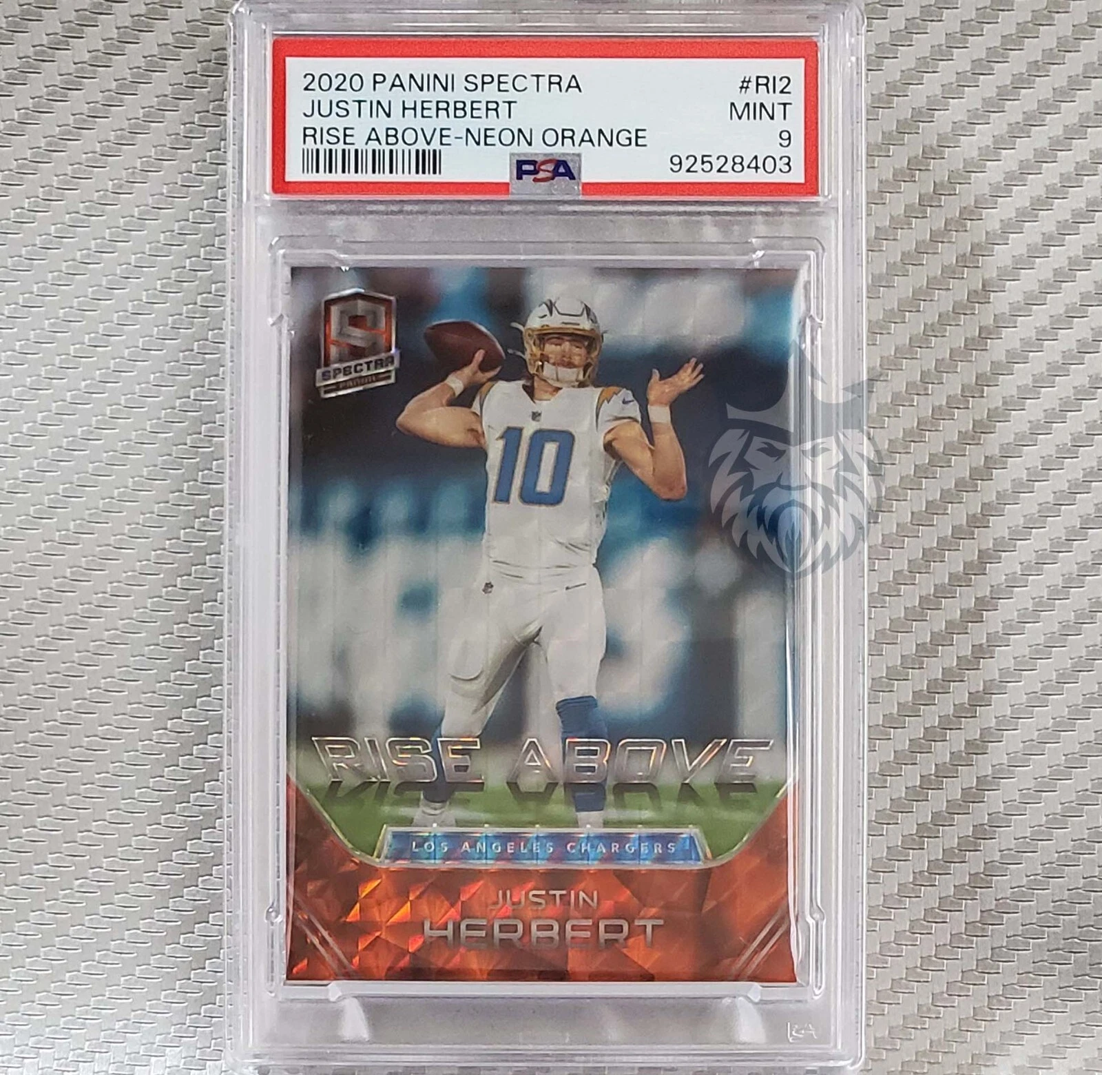 Justin Herbert Panini Spectra Rise Above #RI2 Neon Orange