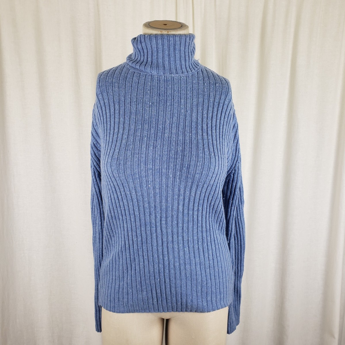 LL Bean 100% Merino Pure New Wool Ribbed Turtleneck Knit Sweater