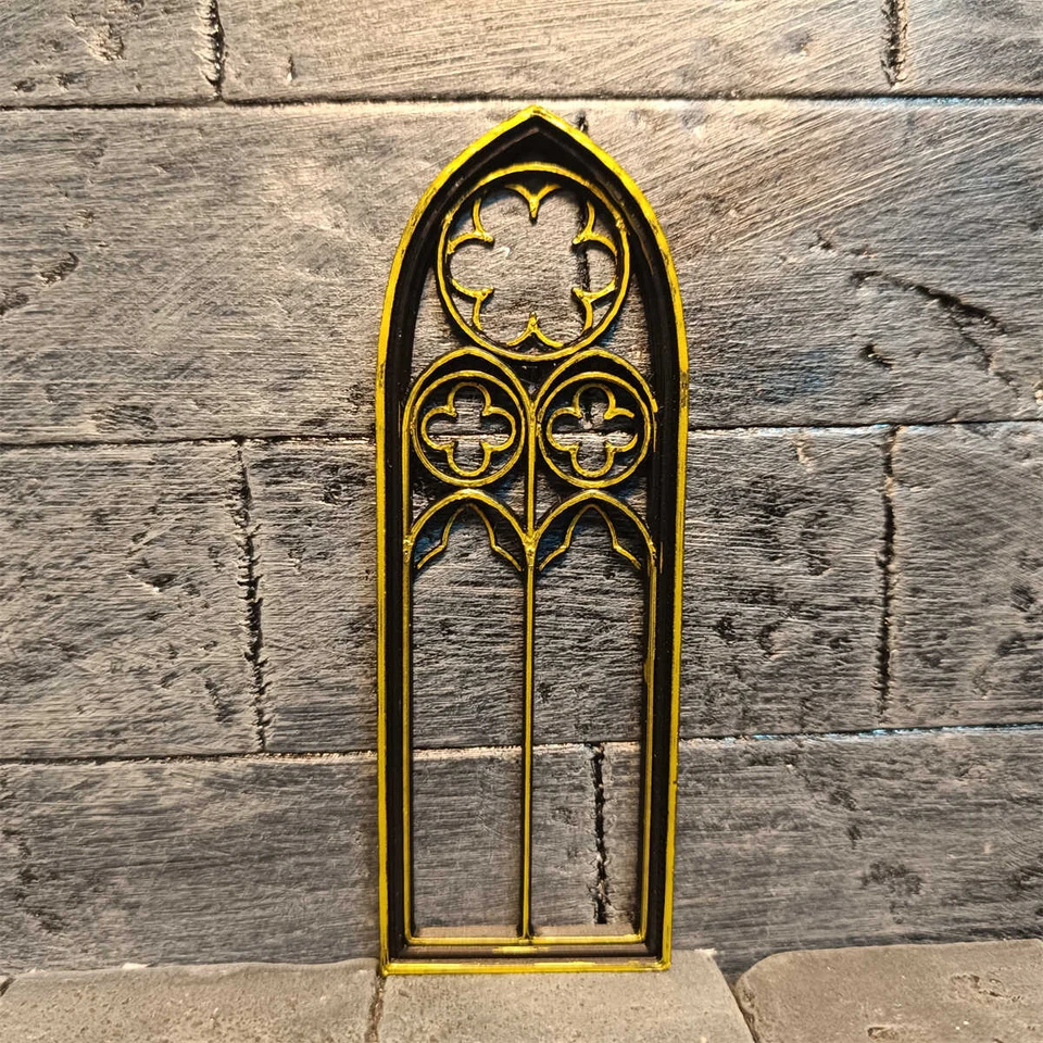 2PC 1/6 Scale Dollhouse Miniatures Gothic Windows Unpainted Vintage Accessories - Image 4 of 4