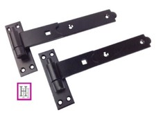 HOOK & BAND HINGES BLACK STRAIGHT HEAVY DUTY STABLE GARAGE SHED BARN DOOR D5