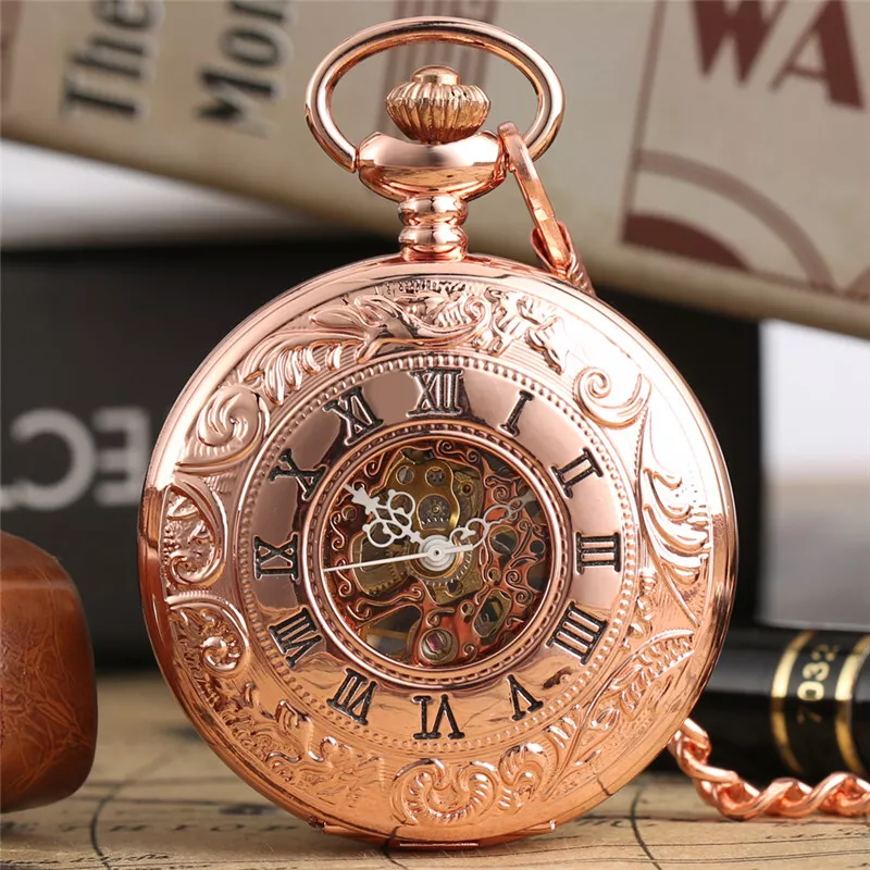 Rose gold pocket watch deals