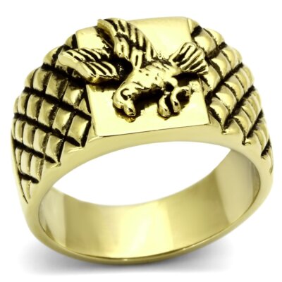 Herren Gold Adler Siegelring Pinky 18KT Stahl massiv gestempelt Handarbeit Statement