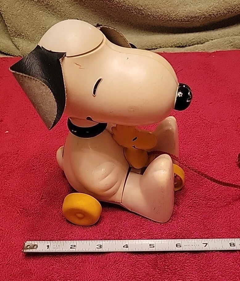 Snoopy Woodstock Pull String Toy 1972 W/Moving Flappy Ears Hasbro