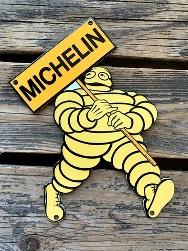 VINTAGE MICHELIN MAN TIRES GASOLINE STATION PORCELAIN GAS MOTOR OIL SIGN