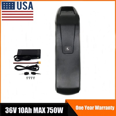 Ebike Battery 36V 10Ah Electric Bike Lithium Battery Pack for 750W Motor Black