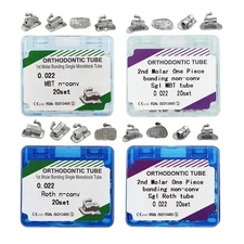 20 SetsTubos Ortodoncia Molar Bracket Buccal Roth MBT 022 1st 2nd Bondable