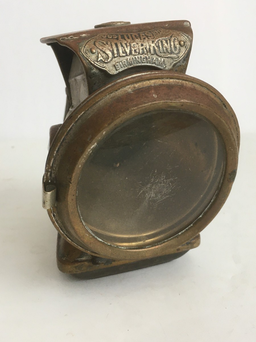 VTG Antique Joseph Lucas SIlver King Bike Bicycle Headlight Oil