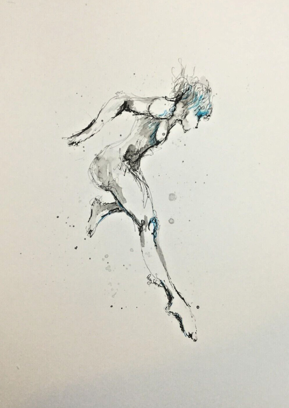 Boceto de tinta para garabatos tamaño A4 original 'POSE FEMENINA' de Ray Statter 16 de diciembre