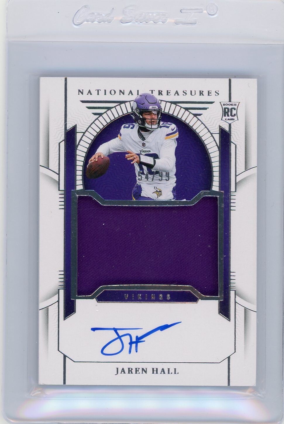 2023 National Treasures #199 JAREN HALL Rookie Patch Autograph /99 Vikings