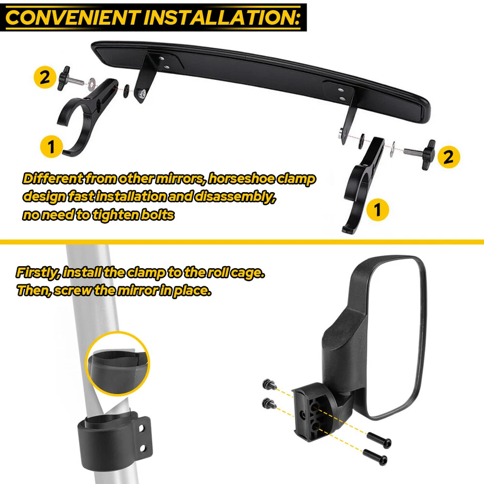 Juego de espejos retrovisores laterales centrales anchos para Kawasaki Mule 3000 3010 4010 4000 UTV Foto 3 de 4