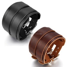 Men's Fashion Punk Wide Leather Belt Cuff Wrap Wristband Bracelet Adjustable