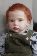 28inch Reborn Baby Doll Already Finished Red Rrange Hand-Rooted Hair Toddler Boy