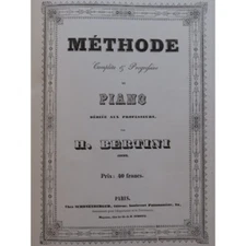 Bertini Henri Complete And Progressive Method Of Piano Ca1850