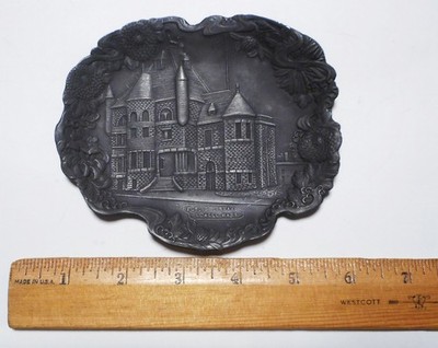 Antique Public Library Lowell Massachusetts Souvenir Metal Dish Pollard Memorial