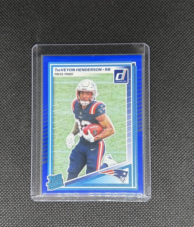 2025 Panini Donruss - Rated Rookie TreVeyon Henderson #332 Press Proof Blue (RC)