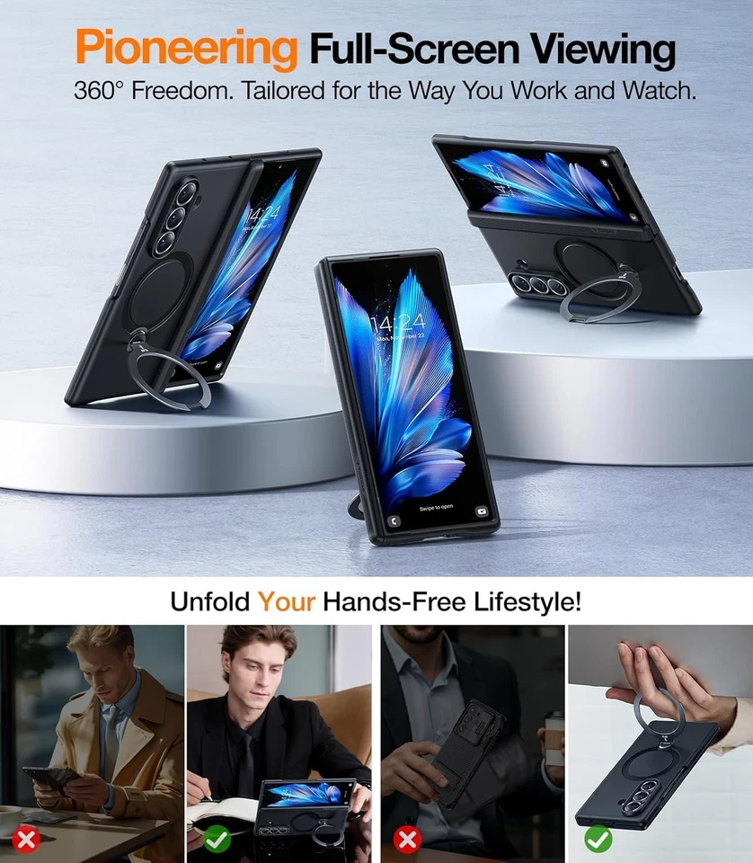 Funda con Soporte Magnético Giratorio TORRAS 360 Negra para Samsung Galaxy Z Plegable 7 Magsafe Foto 2 de 4