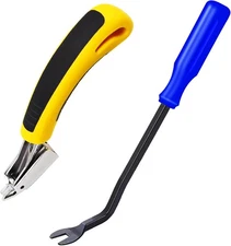 2Pcs Heavy Duty Upholstery and Construction Staple Remover with Yellow 