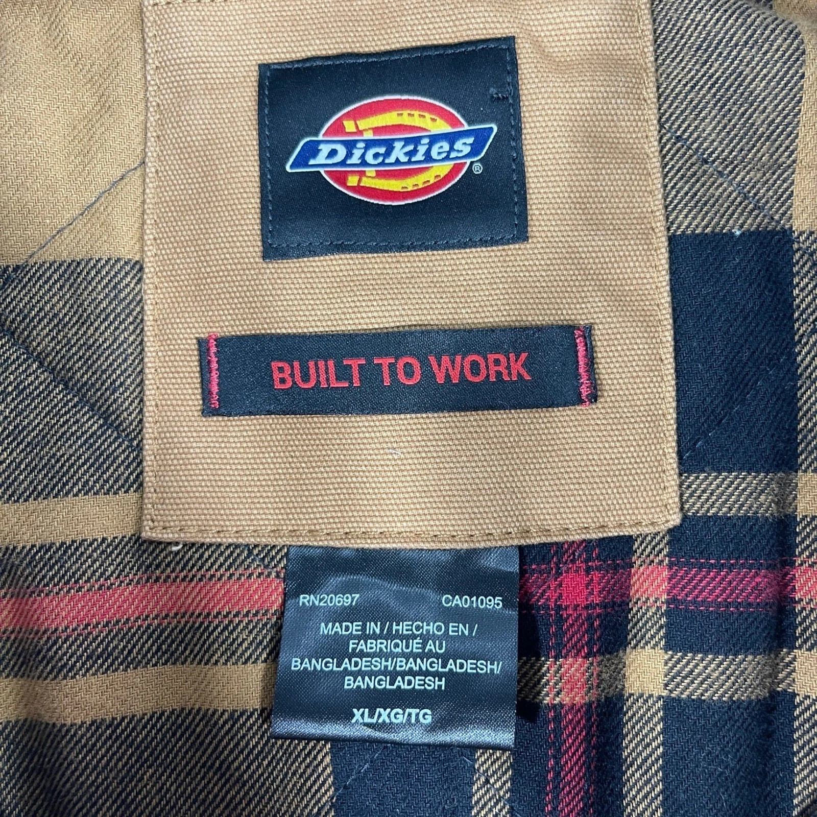 Dickies Mens XL Brown Canvas Flannel Lined Work Chore Jacket Coat image 3