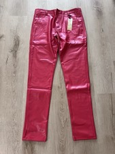 Herren Kunstlederhose Rot - Slim Fit Design - Gr. W36 L:109cm, B: 46cm, S: 77cm