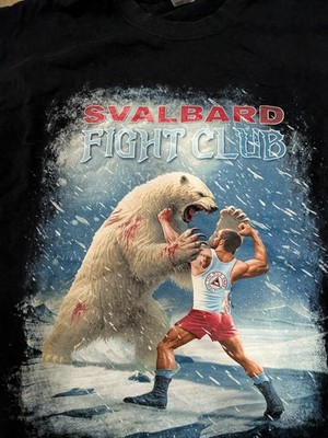 トップス OAMC Wonder Polar Bear Graphic T-Shirt Svalbard Fight Club T-Shirt Large Black Arctic Polar Bear Boxing