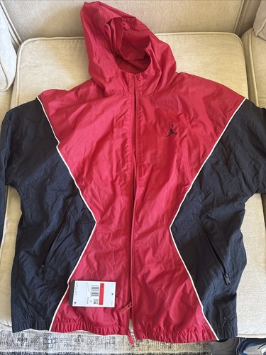 Nike Jordan Brooklyn Hooded Draft Jacket Mens Large Varsity Red Black HF9333-636 - Picture 1 of 5