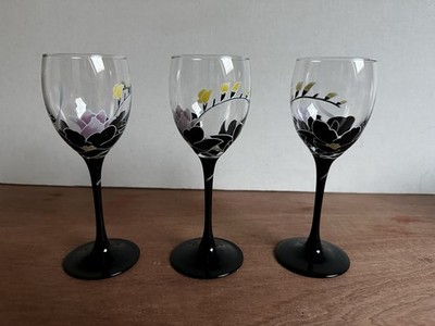 3 X Vintage 1980s Luminarc Anais Domino 18.5cm Wine Glasses. #A191