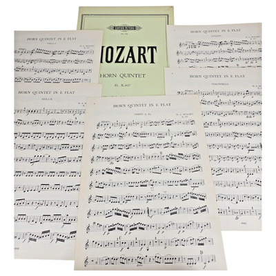 Mozart Quintet in E Flat Major K.407 Sheet Music Score Strings French Horn