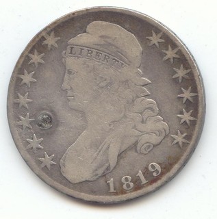 1819 Capped Bust Half Dollar VG Details Hole True Auction No Reserve