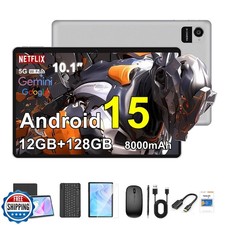 Crelander 10.1 Inch Android 15 Tablet, 12GB 128GB Android Tablet,
