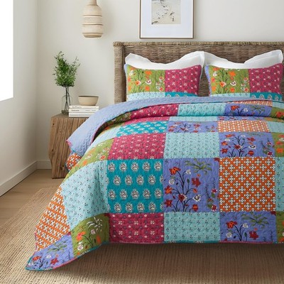 SLPR All is Bright 3-Piece Quilt Set   Queen Size with 2 Shams, Summer Lig