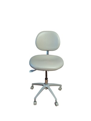 Adec A-DEC 1601 Dental Stool Light Grey leather. Good Condition!!