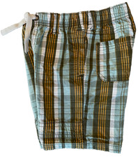 2009 GYMBOREE California Surfin' Paddle Out Pup Plaid Pull-On Shorts 3T 3 Yrs