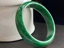 Certified Natural Grade A Green Burmese Jade Jadeite Widening Bangle 60MM