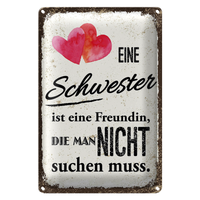 Blechschild Spruch Schwester Ist Eine Freundin Herz 20X30Cm