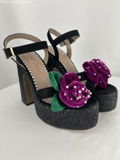 Betsy Johnson Eugene Rosette Black Platform Heel Women's 9.5