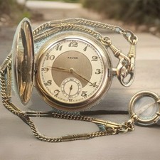 PKXX Antik Art Deco SavonetteTaschenuhr FAVOR TOP 51mmDouble-Gold + Uhrenkette