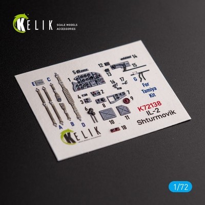 KeliK Il-2 Shturmovik Cockpit 3D Interior Decals for Tamiya Kit 1/72 K72138