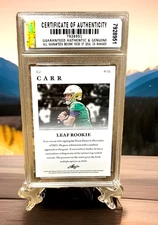 CJ CARR Notre Dame 2025 LEAF Special Release GRADED GEM-MT 10 ROOKIE #R-05. Coa!