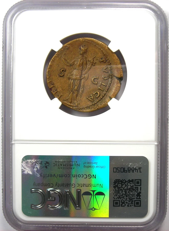 Vespasian AE Dupondius Roman Copper Coin 69-79 AD - Certified AU - Rare! - Image 3 of 4