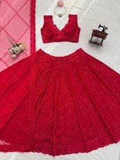 LAUNCHING HEAVY FAUX GEORGETTE LEHENGA CHOLI AND RED DUPATTA FOR ENGAGEMENT WEAR