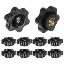 10pcs Star Knobs M6 Thread 25mm Head Through Hole Clamping Handles Black