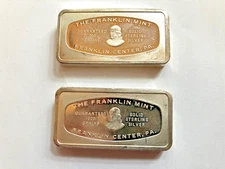 2 STERLING SILVER BULLION FRANKLIN BARS TOTAL WEIGHT OF 4.6 STANDARD OUNCE