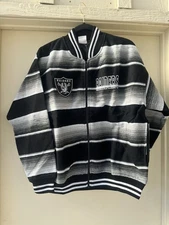  RAIDERS M Chicano Chicana  Bomber Black Gray Serape Jacket  Biker Lowrider 