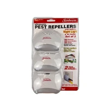 Sunbeam Ultrasonic New 3 Pack Electronic Pest Repeller SB105 Plug-In Night Light