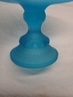 Indiana Glass Kings Crown Compote Candy Dish Frosted Turquoise Blue Satin Mist — photo 5