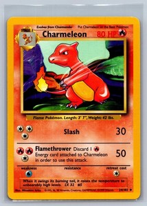 1995 charmeleon pokemon card 24 102 Shadowless 24/102 Uncommon, 1999, TCG, Wizards Stage 1 Vintage Charmeleon Pokemon Card 1995,