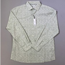 Bar III Men's Slim-Fit Contrast Vine Dress Shirt, White Green large 70